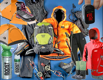 تجهیزات کوهنوردی شامل کفش، چادر، کیسه خواب، کوله پشتی و ... میشود